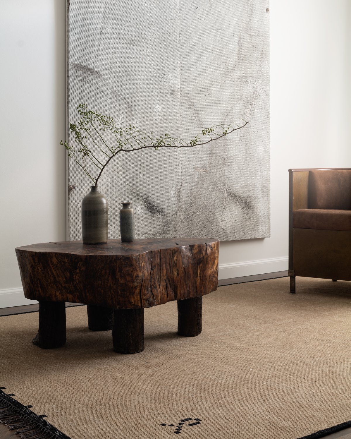 Elder 01 Black in an artful home with vintage furniture.