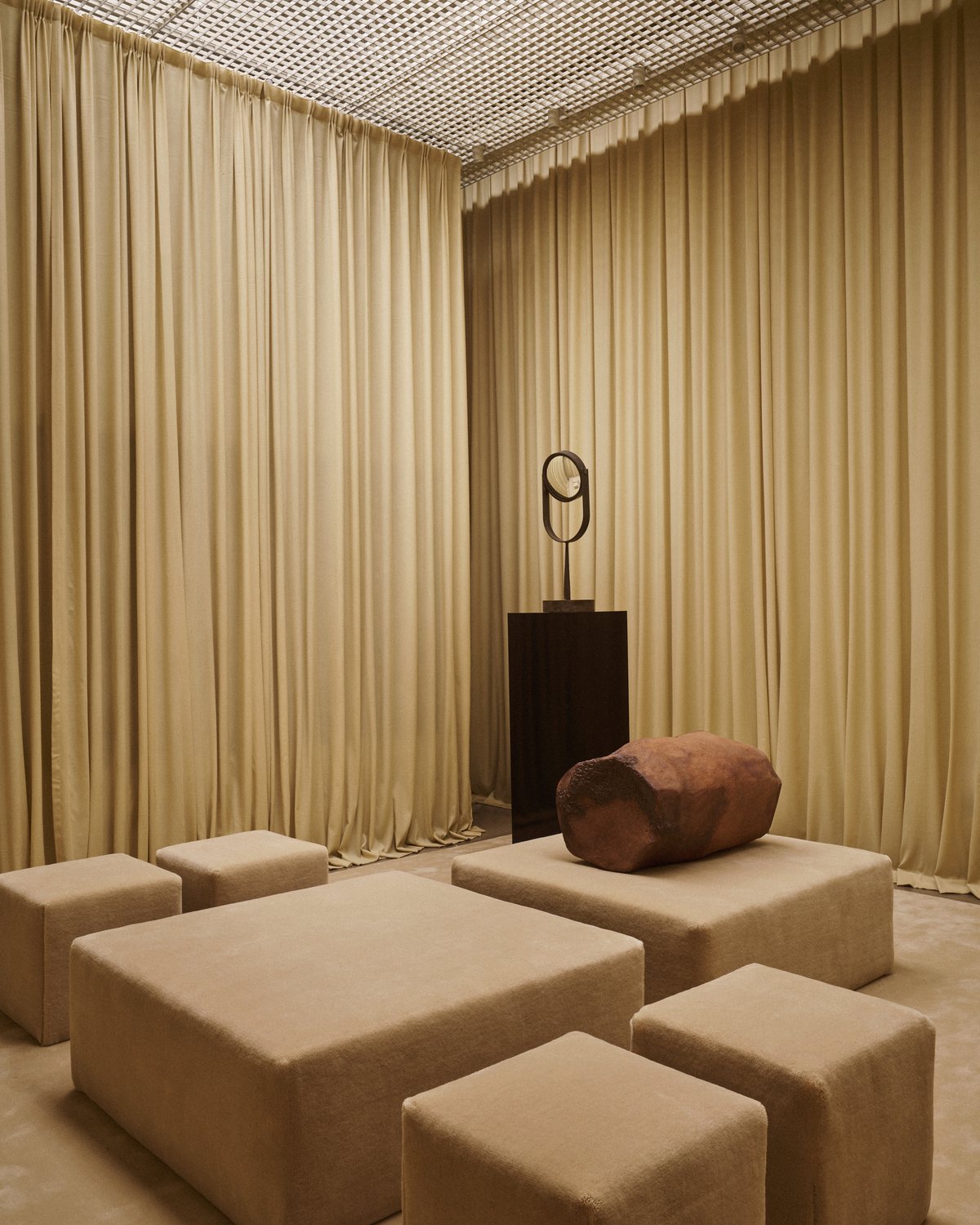 Grand rug in Butter featured at Nordic Knots' immersive exhibition created by Alexander May in New York, USA.