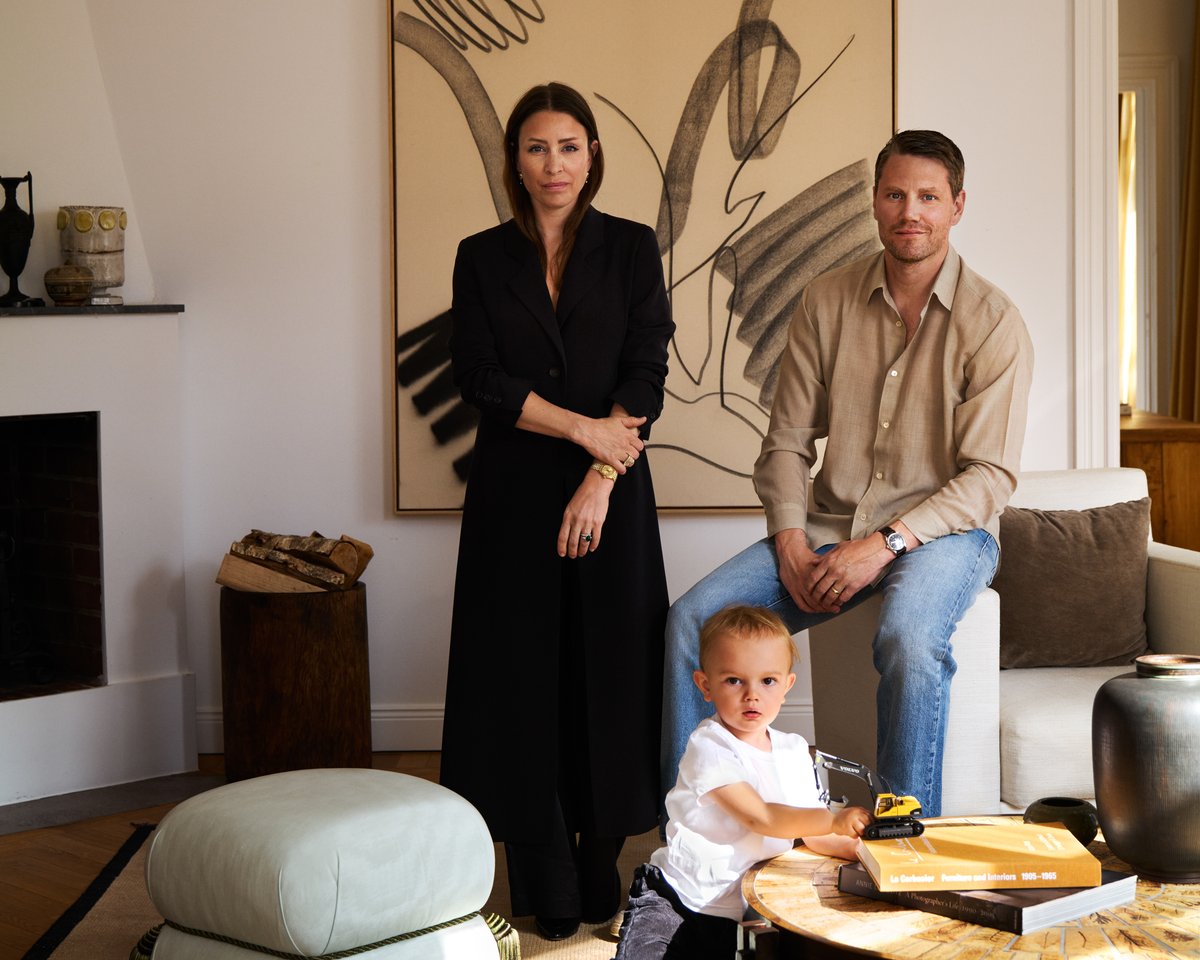 Founders Liza and Fabian pictured with their son Ben in a modern Stockholm apartment.
