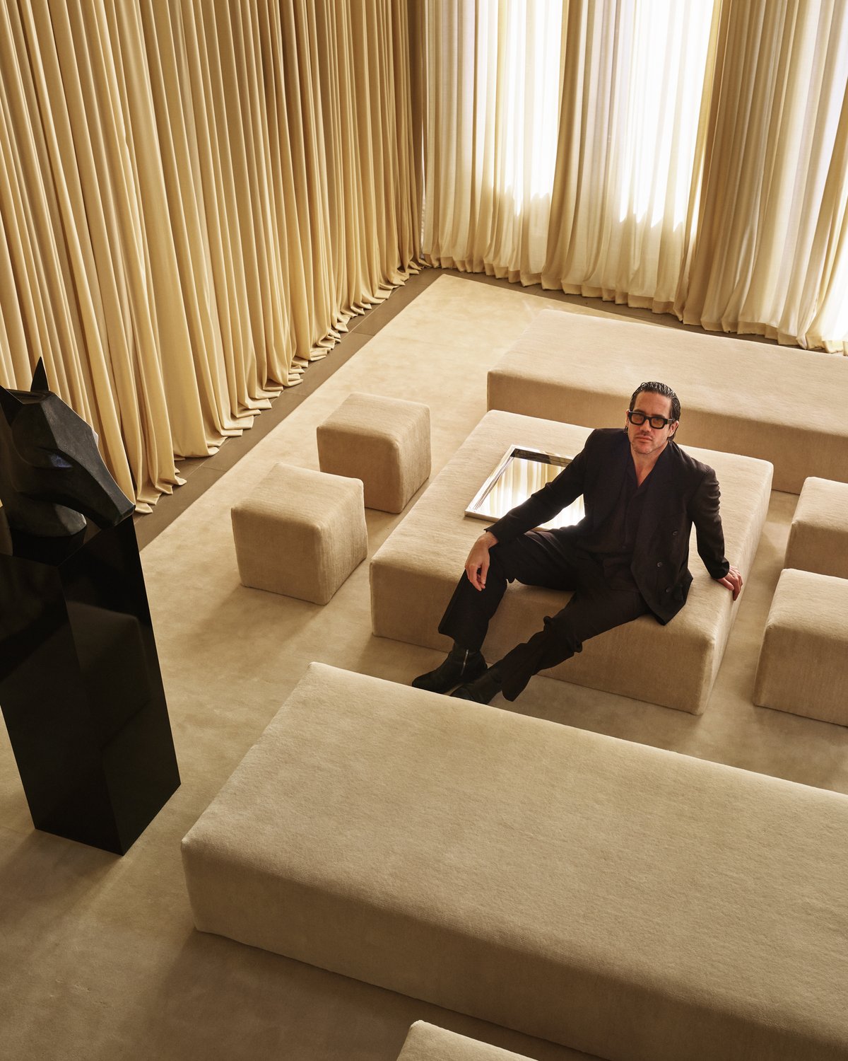 Grand rug in Butter featured at Nordic Knots' immersive exhibition created by Alexander May in New York, USA.