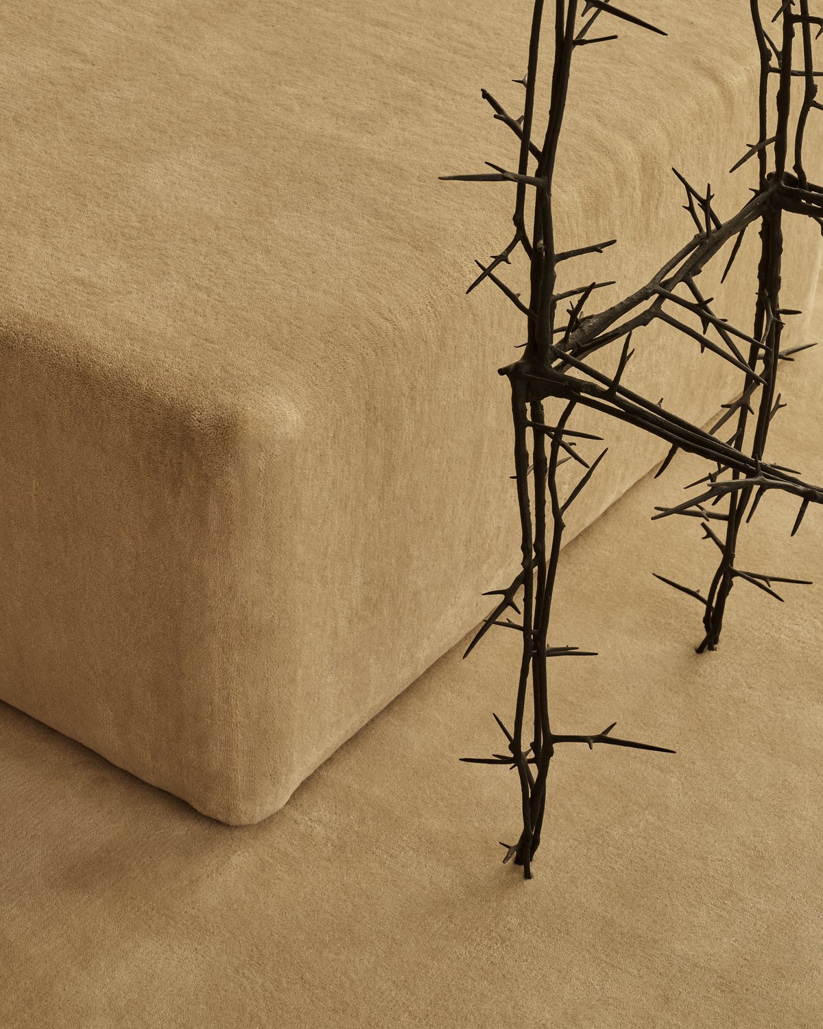 A close-up of Grand rug in Butter featured at Nordic Knots' immersive exhibition created by Alexander May in New York, USA.