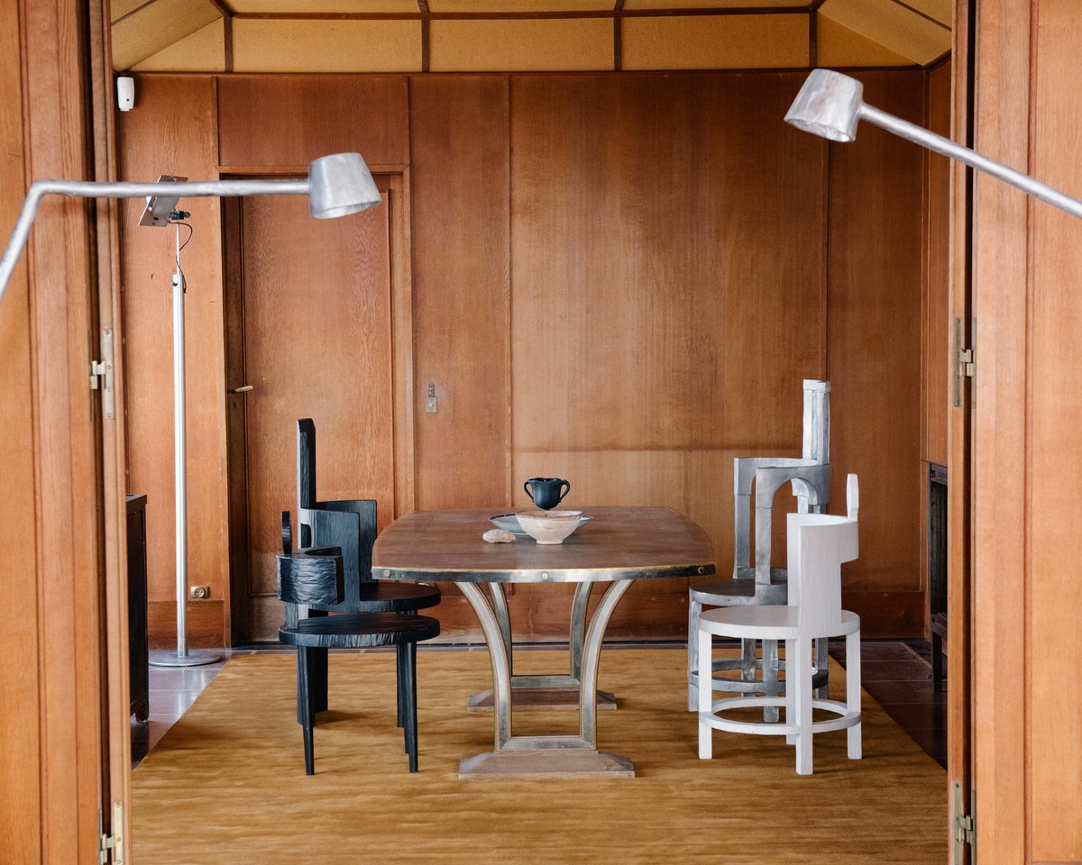 Plush wool rug Grand Leo photographed in the home of renowned architect Auguste Perret in Paris France.